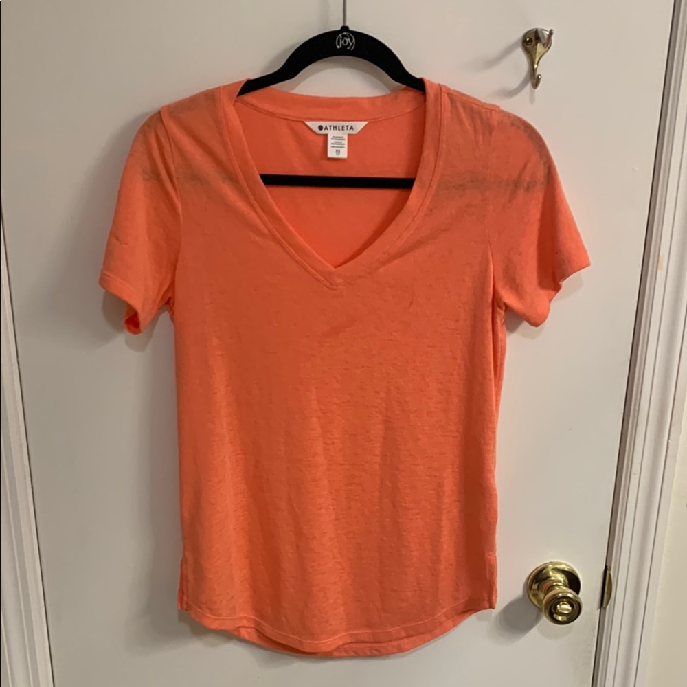 Athleta Orange Fitted Short Sleeve Tee in Sz XS